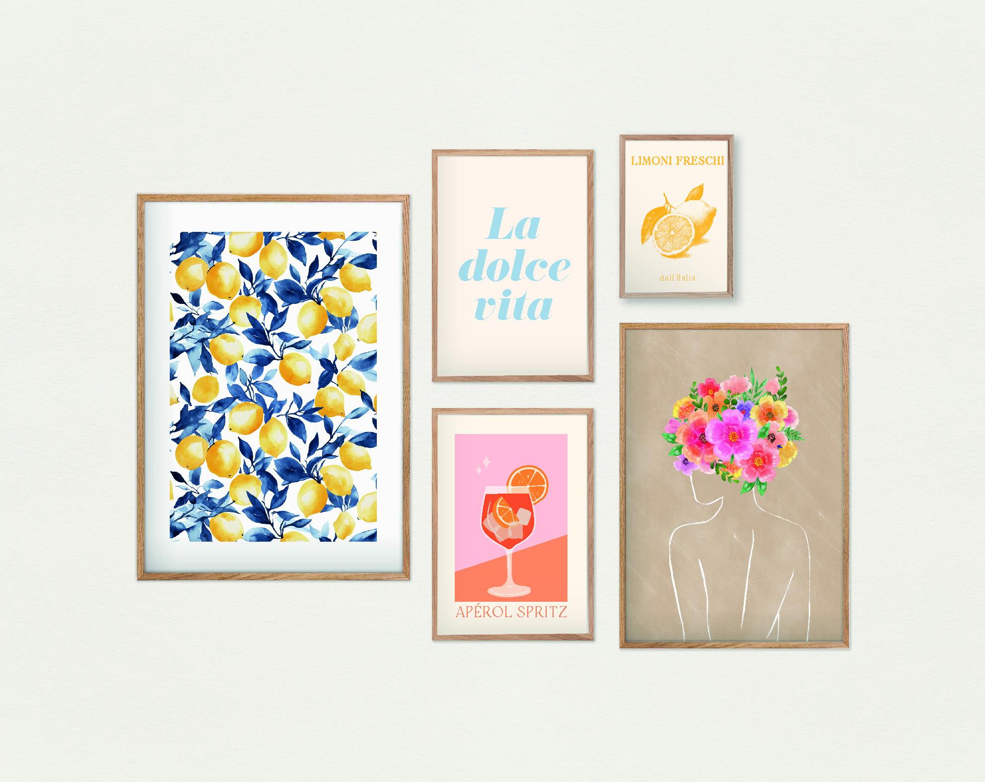 Lot de 5 affiches personnalisées 
(motif citron généré par intelligence artificielle)