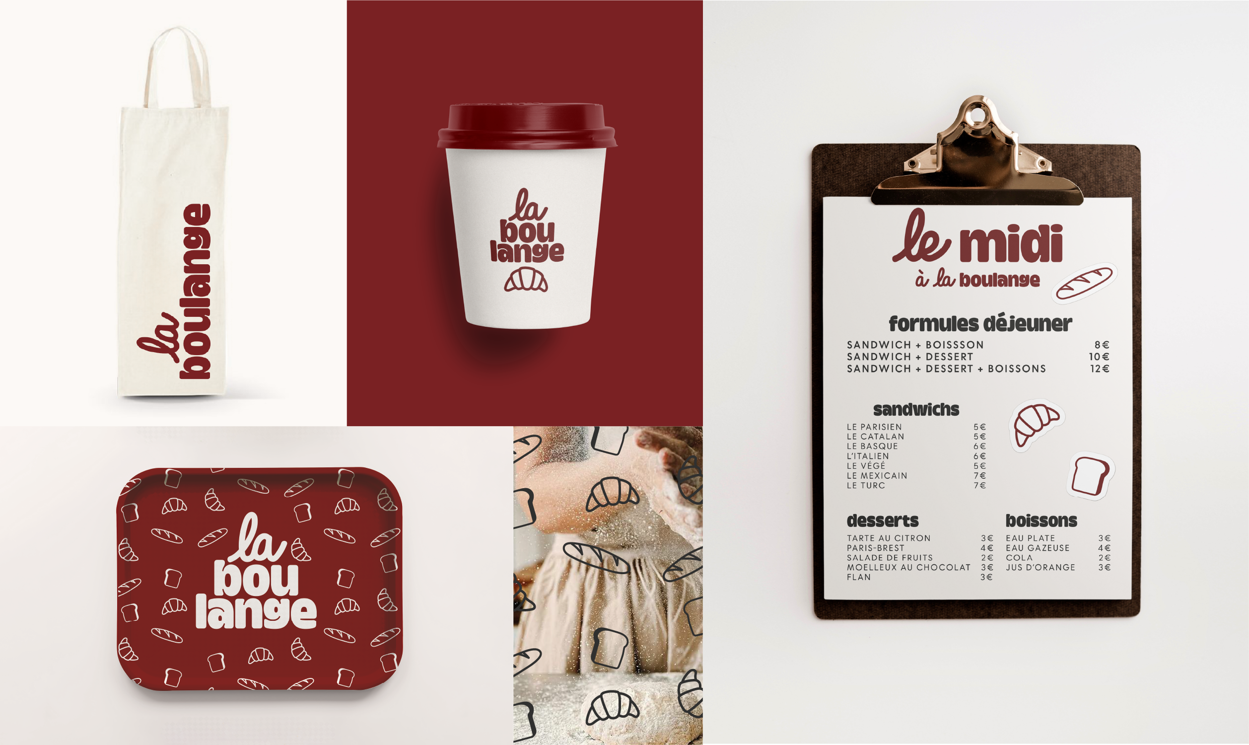 Identité visuelle boulangerie La boulange - Supports de communication, produits, goodies
