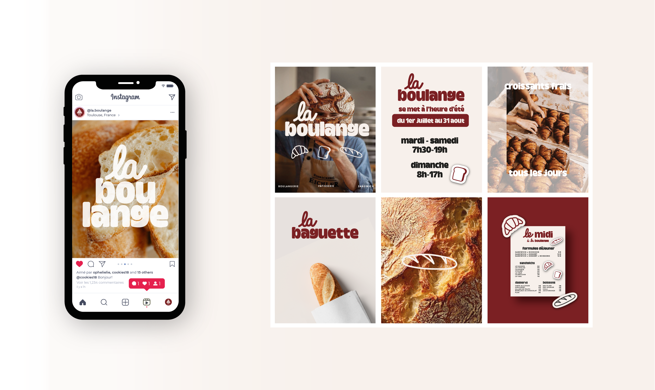 Identité visuelle boulangerie La boulange - Iconographie & feed Instagram