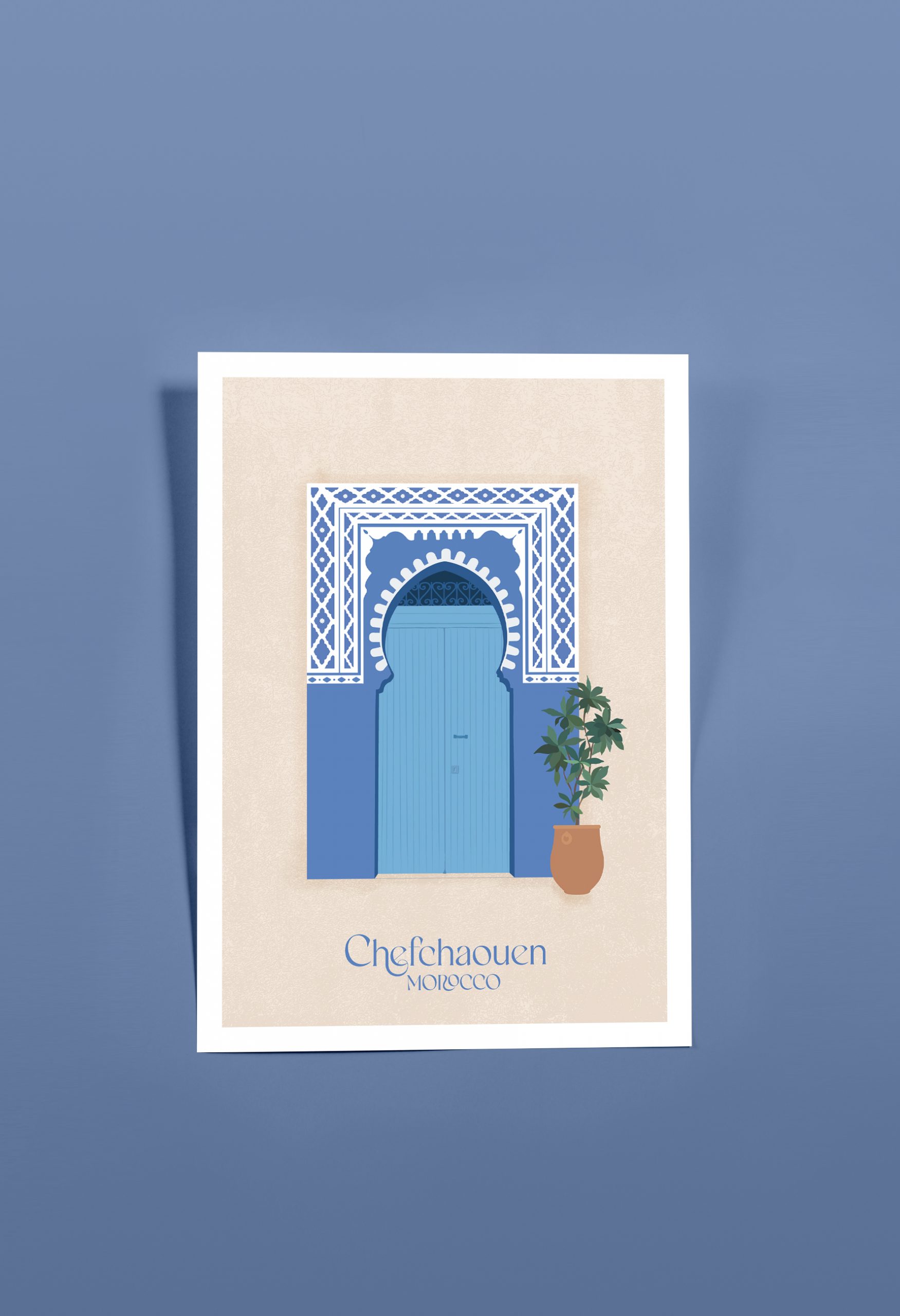 Chefchaouen blue door Morocco | Travel poster