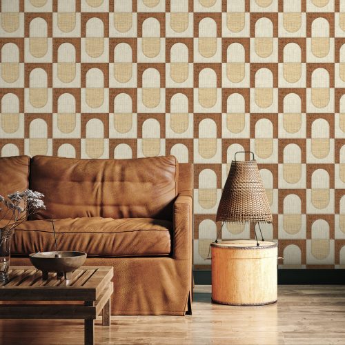 Création d’un motif géométrique intemporel à partir d’éléments découpés en raphia de la gamme Merida (Élitis).